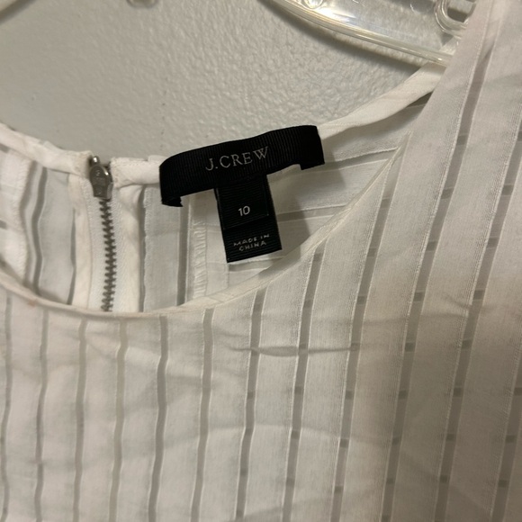 J. Crew Blouse White Sheer Striped Shirt Back Zip Sz 10 Career Minimalist Preppy - Picture 5 of 8
